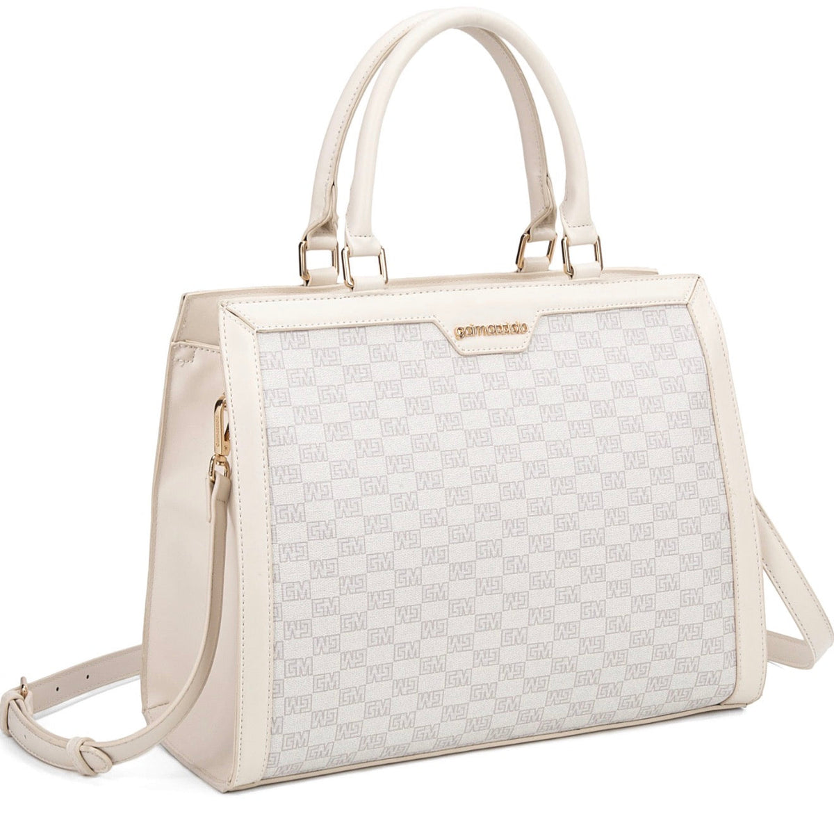 Borsa a mano Gai Mattiolo crema con monogram e tracolla del catalogo Vanity