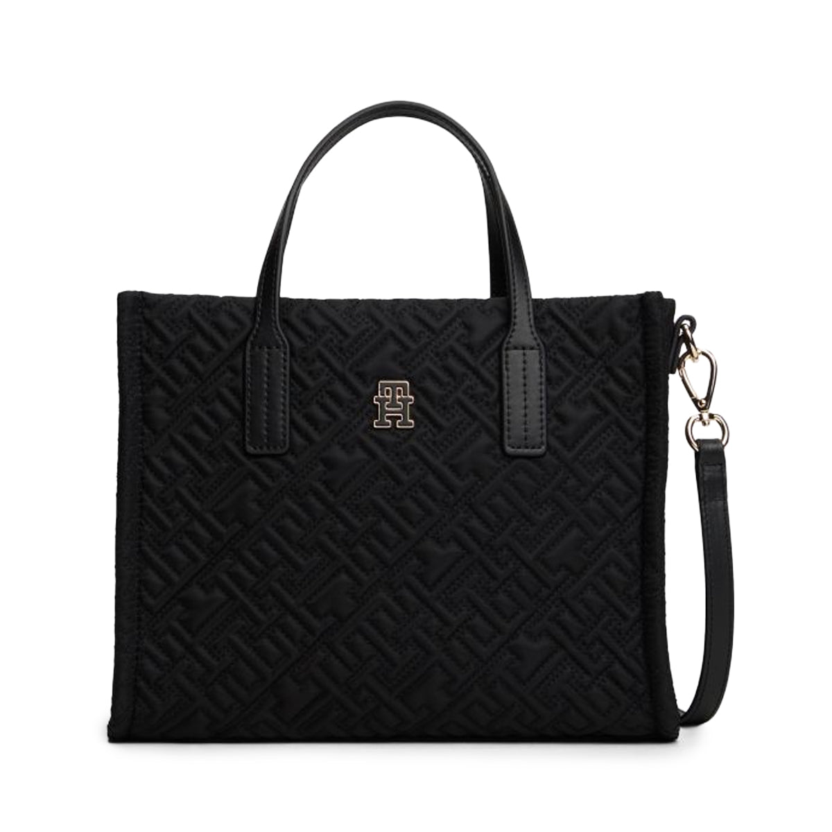 Tommy Hilfiger TH City Mini Tote Piccola – Borsa Donna Nera in Nylon con Tracolla