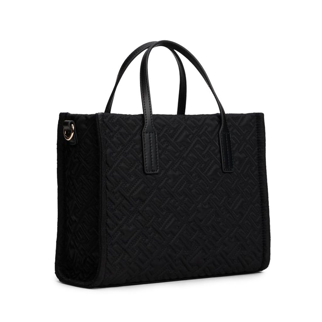 Tommy Hilfiger TH City Mini Tote Piccola – Borsa Donna Nera in Nylon con Tracolla