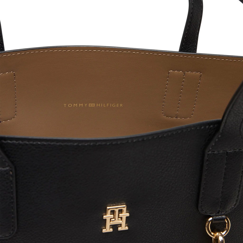 Tommy Hilfiger TH Icon Satchel – Borsa Shopper Donna Nera con Tracolla