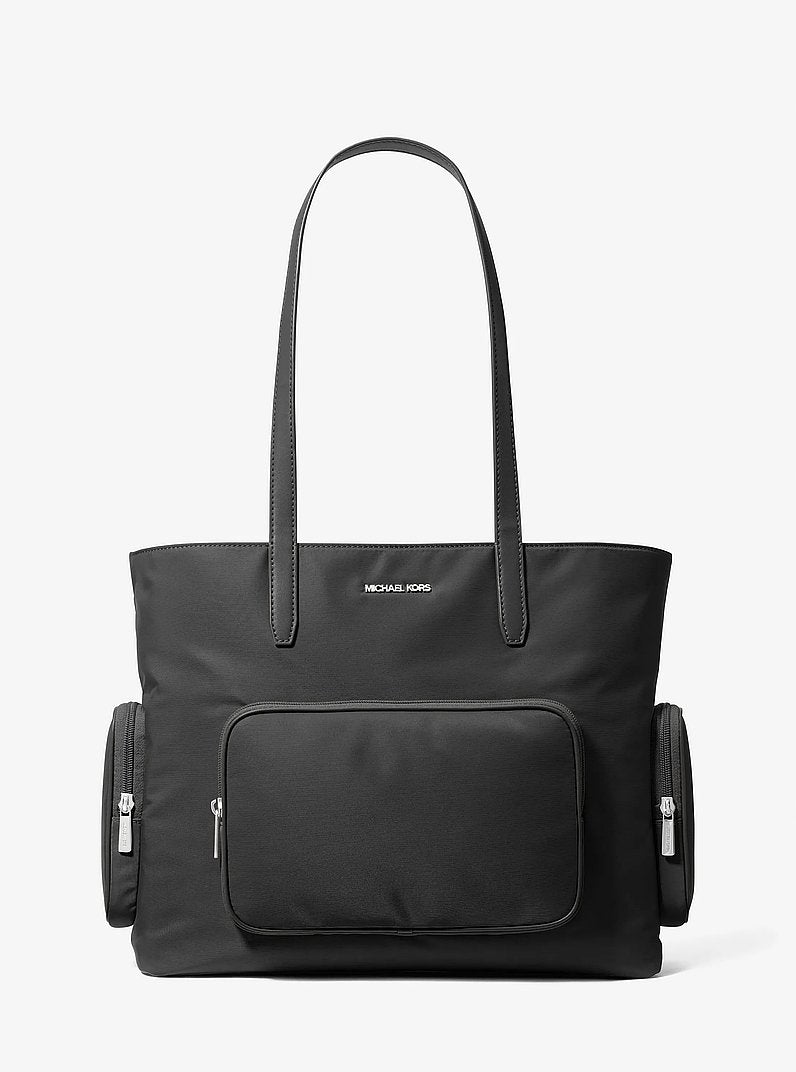 Michael Kors Khai tote grande in nylon nero – vista frontale