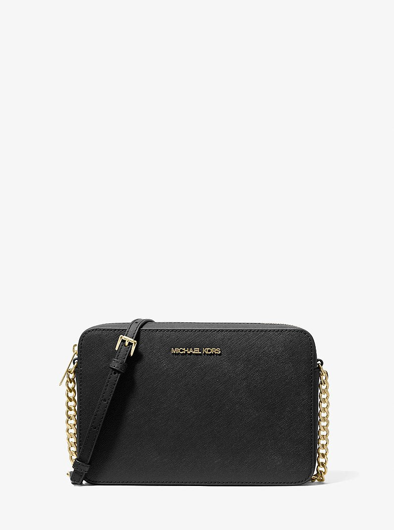Michael Kors Jet Set grande in pelle Saffiano nera – vista frontale