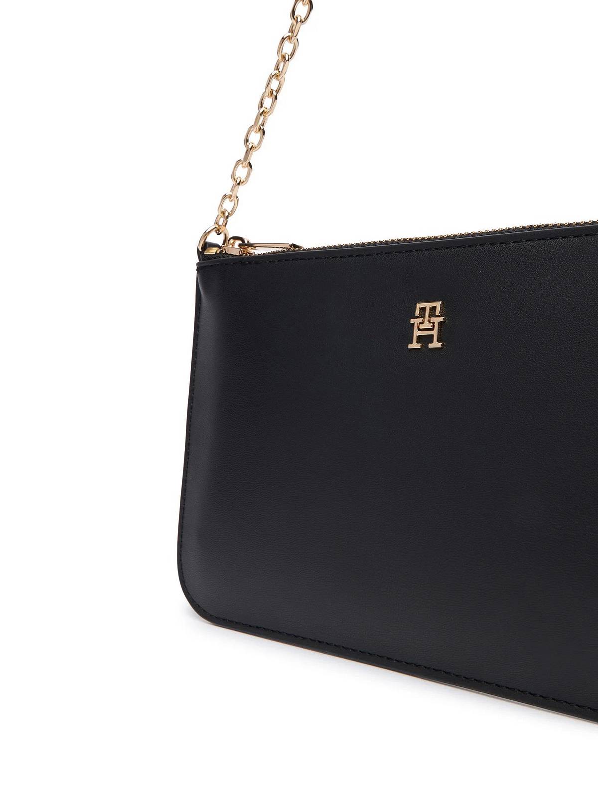 Tommy Hilfiger TH Icon Chain – Pochette Donna Nera con Catena Dorata