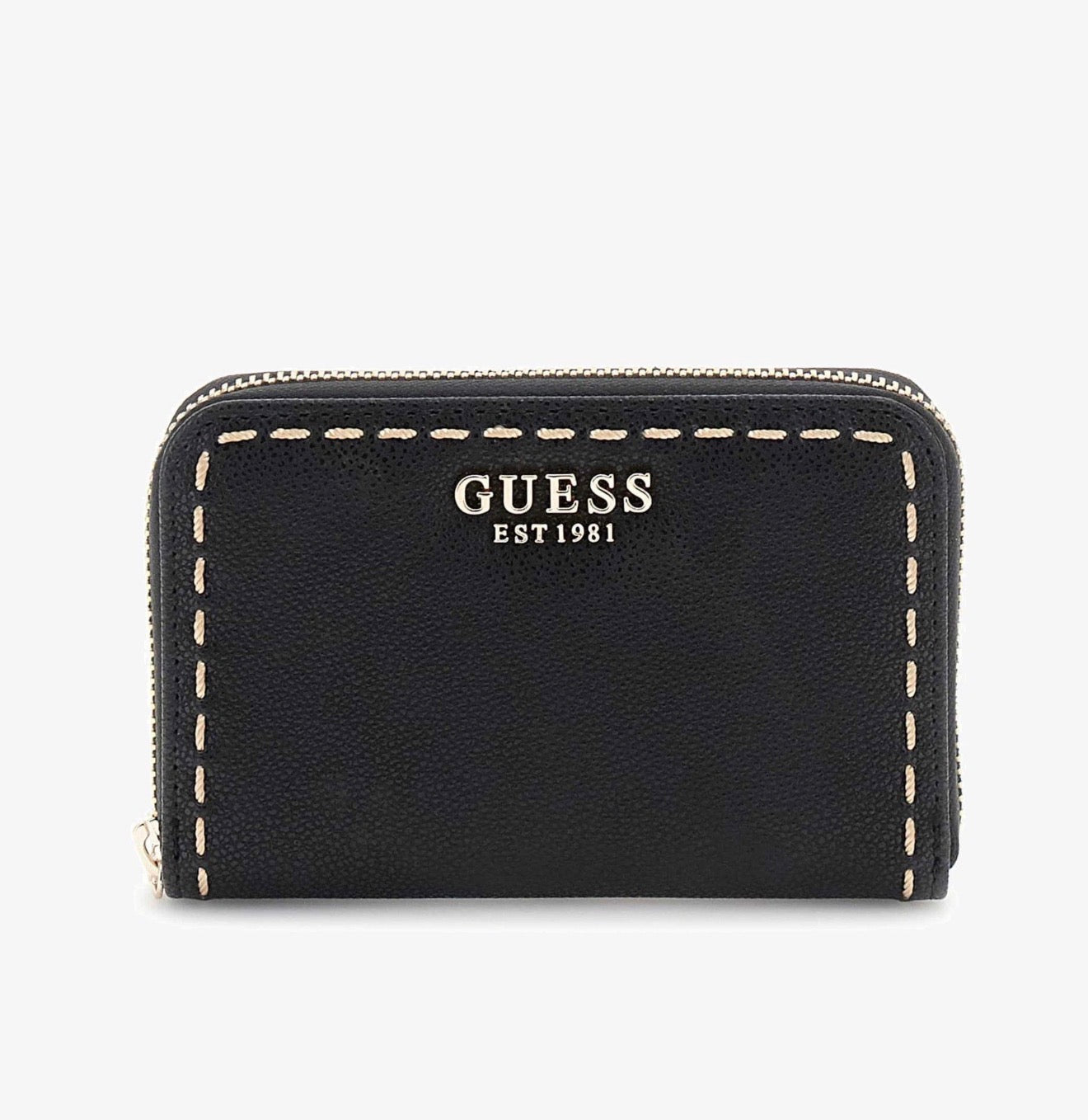 GUESS Nastra | Portafoglio Nero con Logo Dorato