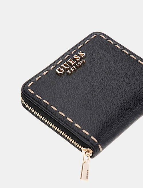 GUESS Nastra | Portafoglio Nero con Logo Dorato