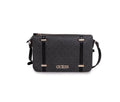 GUESS Borsa a Tracolla Nera con Logo All Over e Dettagli Dorati