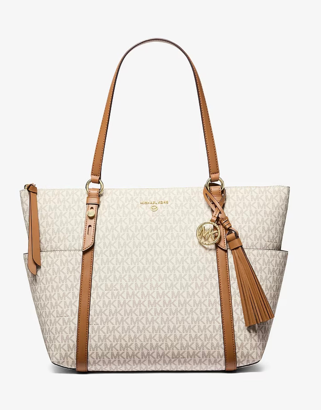 Borsa Michael Kors Shopper Logo MK Beige e Cuoio