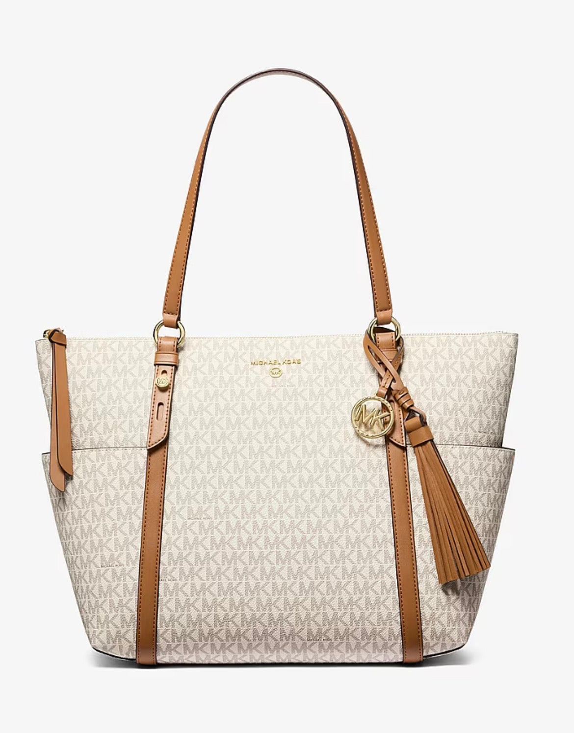 Borsa Michael Kors Shopper Logo MK Beige e Cuoio