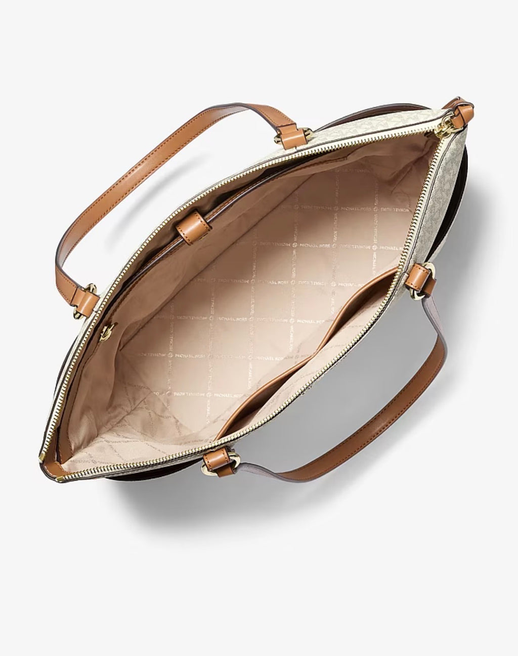 Borsa Michael Kors Shopper Logo MK Beige e Cuoio