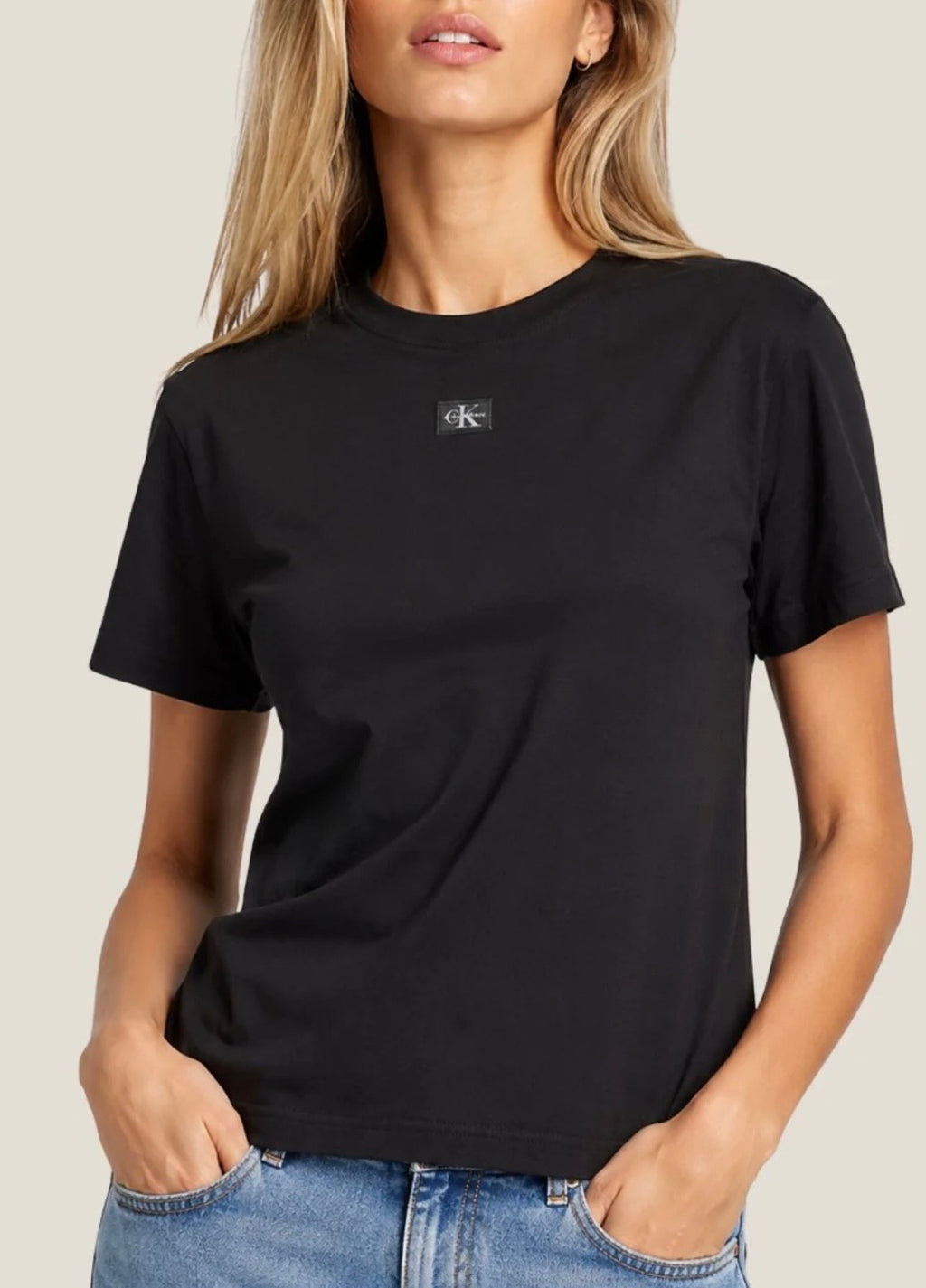 Calvin Klein Jeans T-Shirt Donna Nera con Logo CK