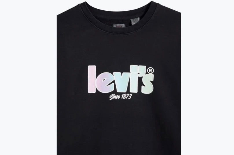 Levi’s Felpa Donna Nera Girocollo con Logo Multicolor