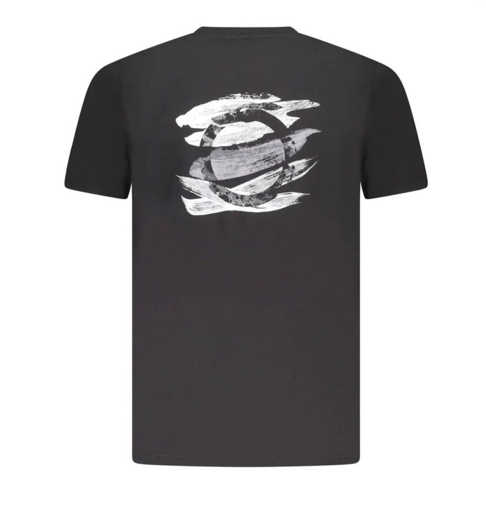 Trussardi T-Shirt Uomo Nera con Logo e Stampa Grafica sul Retro