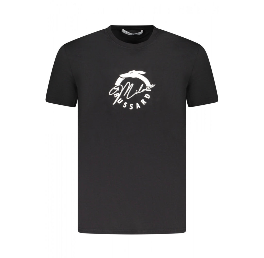 Trussardi T-Shirt Uomo Nera con Maxi Logo Levriero