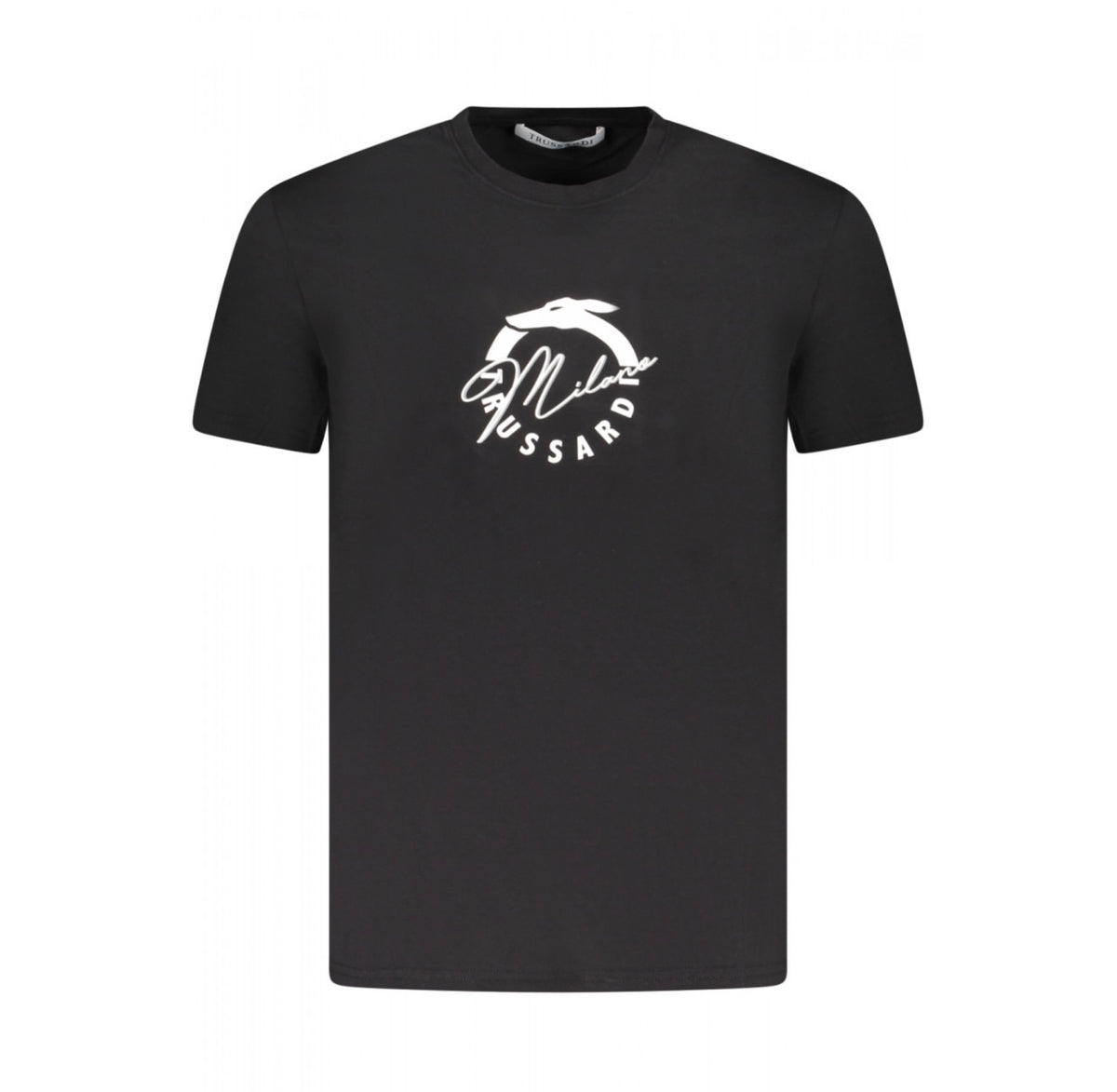 Trussardi T-Shirt Uomo Nera con Maxi Logo Levriero