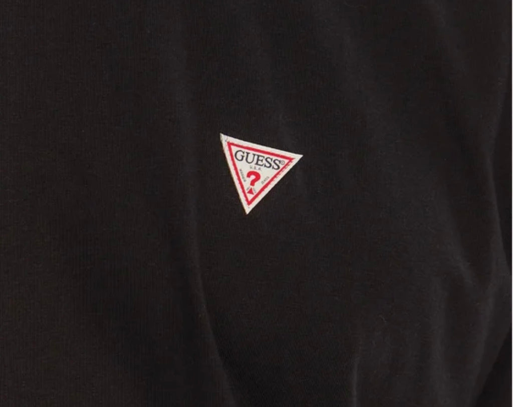 Guess T-Shirt Uomo Nera con Logo Triangolo