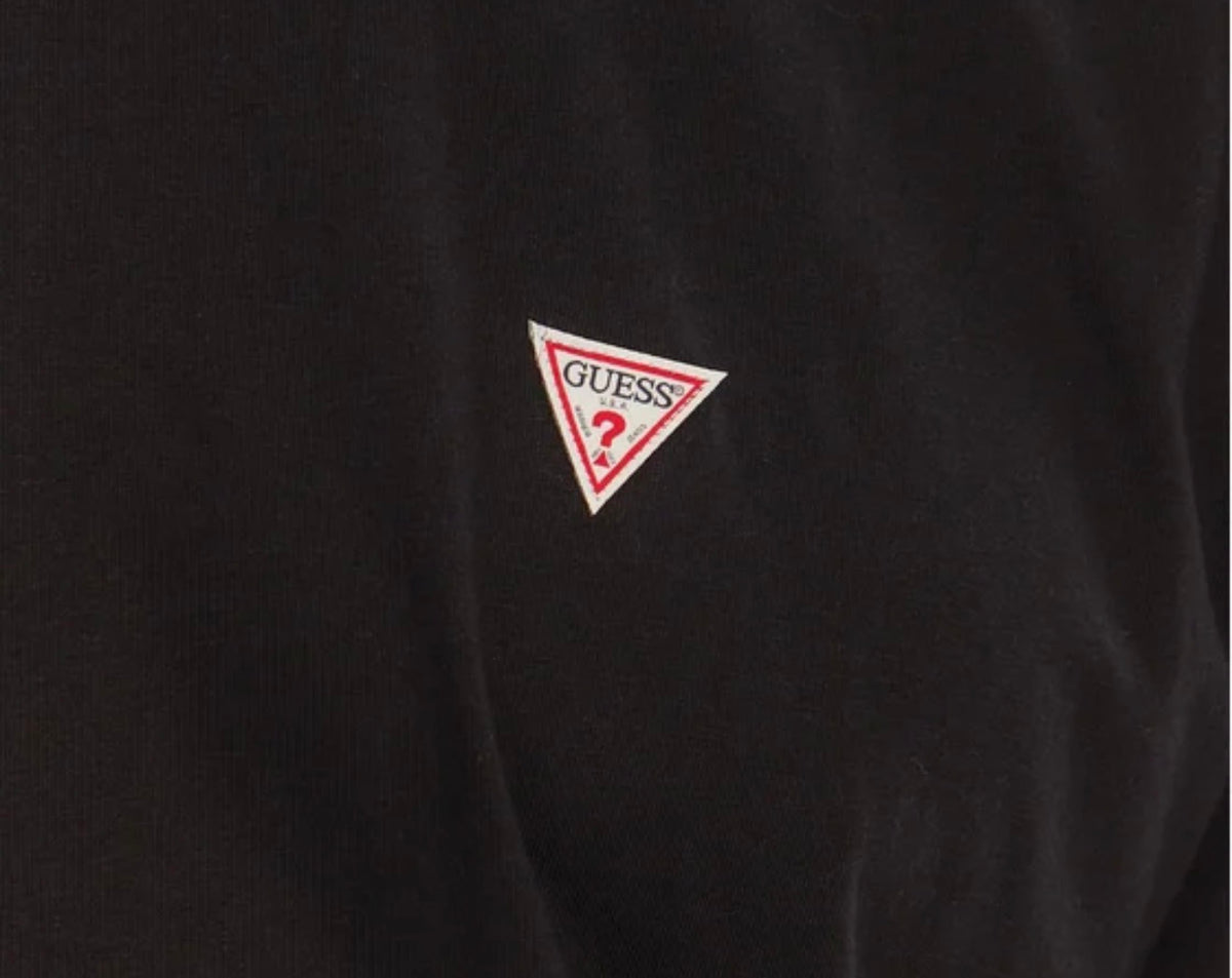 Guess T-Shirt Uomo Nera con Logo Triangolo