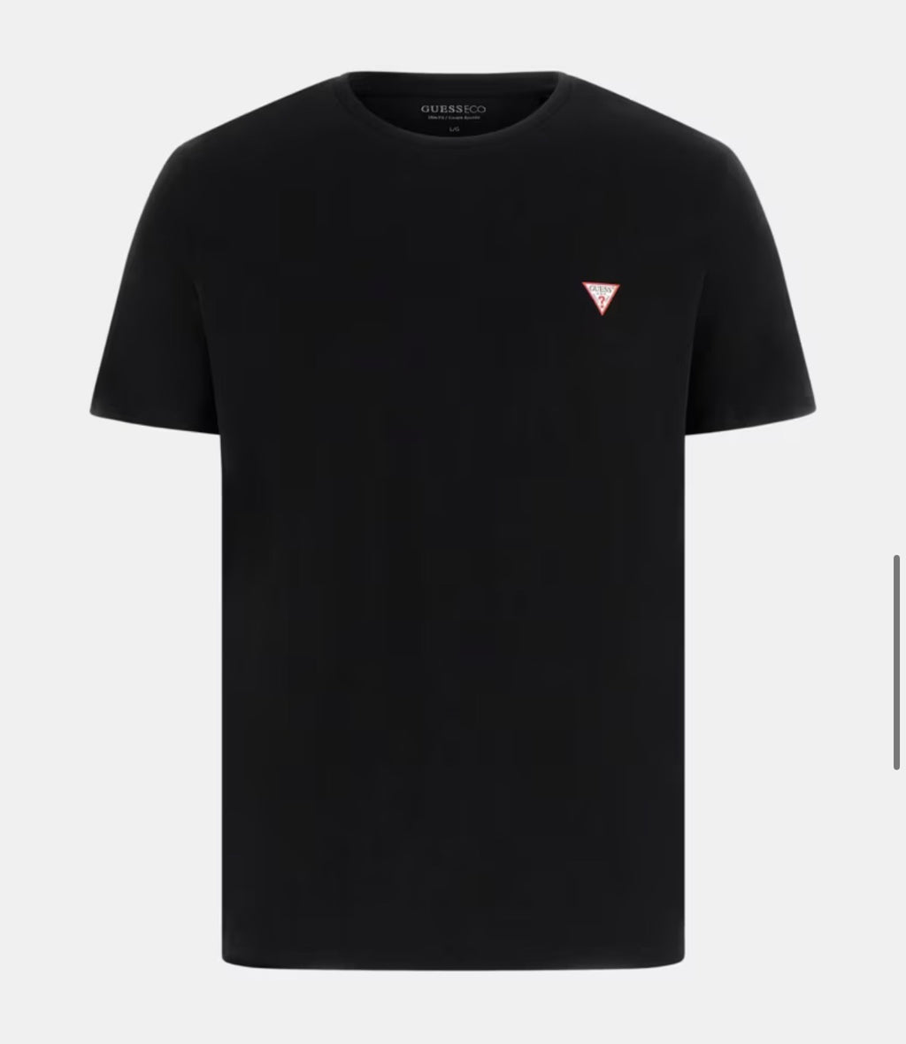 Guess T-Shirt Uomo Nera con Logo Triangolo