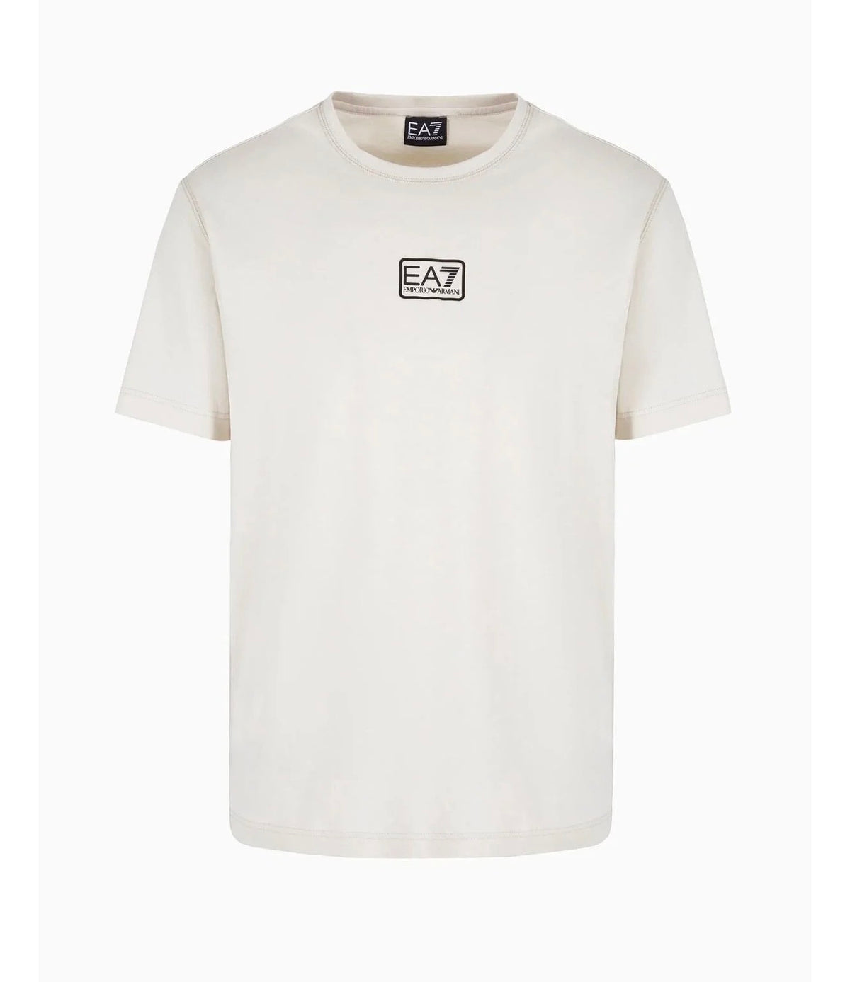 EA7 Emporio Armani T-Shirt Uomo con Logo – Bianco Panna/Beige chiaro