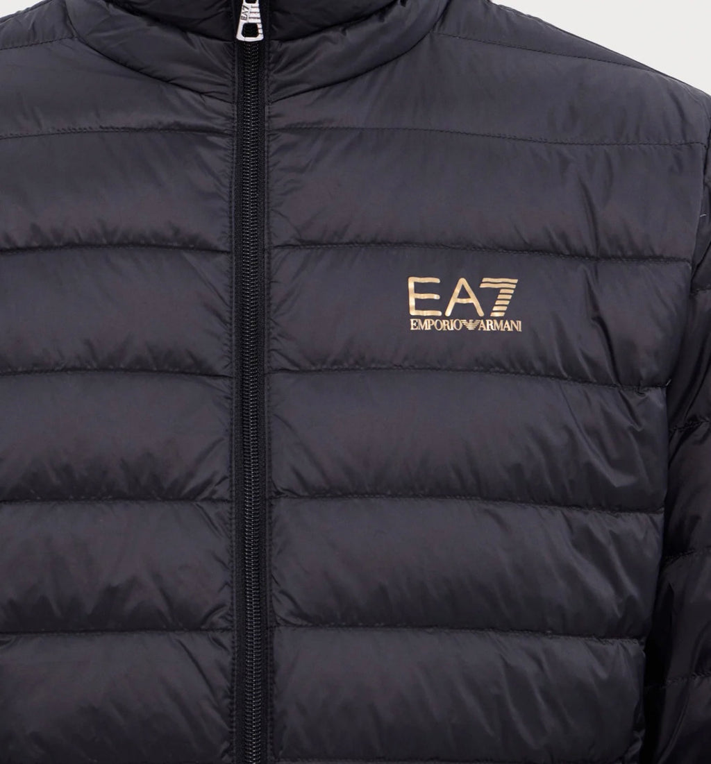 EA7 Emporio Armani Piumino Uomo Nero con Logo Oro