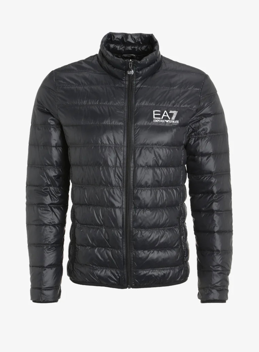 EA7 Emporio Armani Piumino Uomo Nero Lucido con Logo argento