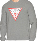 Guess Felpa Uomo Grigia Girocollo con Maxi Logo Triangolo