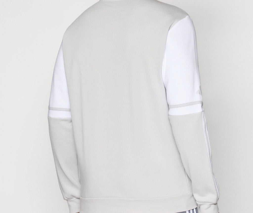 Adidas Felpa Uomo Girocollo Grigio Chiaro e Bianca con 3 Strisce