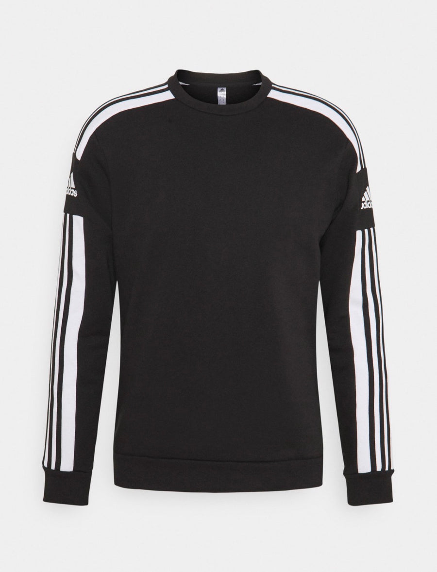 Adidas Felpa Uomo Nera Girocollo con 3 Strisce Bianche e Logo