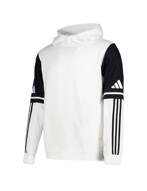Adidas Felpa Uomo con Cappuccio Bianca e Nera con 3 Strisce