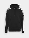 Adidas Felpa Uomo con Cappuccio Nera 3 Strisce Bianche