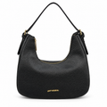 Borsa hobo Gai Mattiolo donna nera in ecopelle martellata, logo dorato e manico singolo