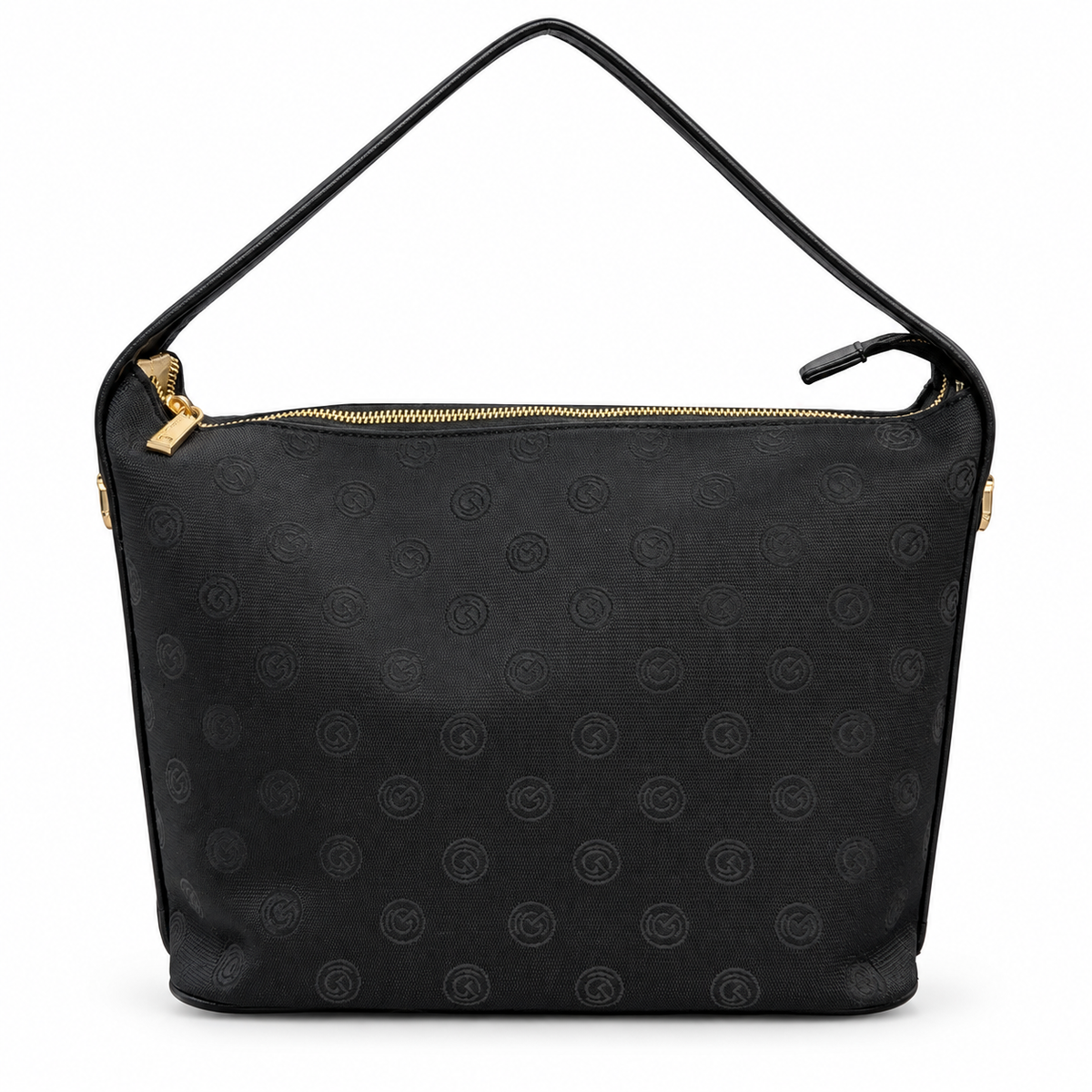 Borsa Gai Mattiolo MJ3105 nera a spalla con monogramma e dettagli dorati