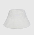 MSGM cappello donna bucket in bouclé bianco con logo – vista frontale