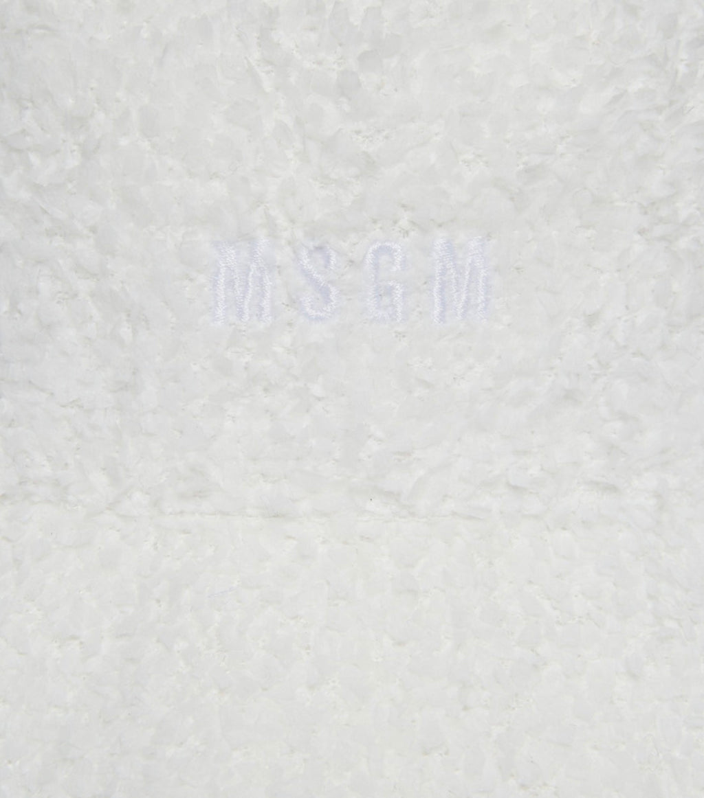 MSGM cappello bouclé bianco – dettaglio logo ricamato tono su tono