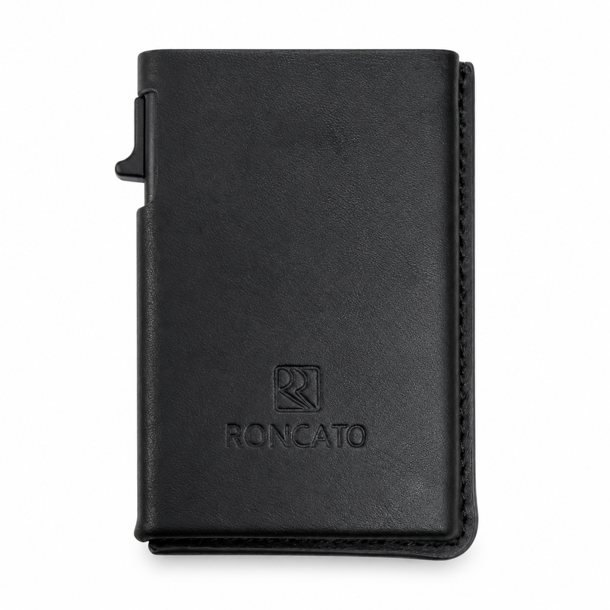 Roncato portacarte automatico in vera pelle nero