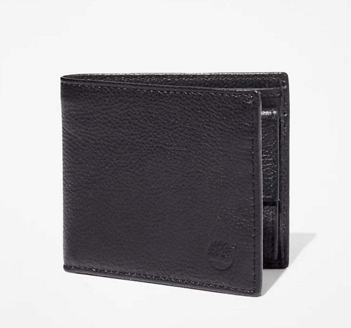 Portafoglio uomo Timberland nero in pelle, vista esterna