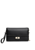 Tommy Hilfiger TH Heritage Clutch nera con monogramma dorato AW0AW18288 BDS