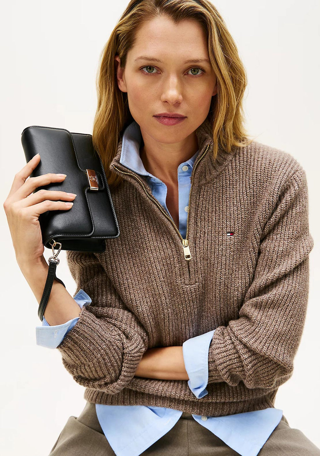 Tommy Hilfiger TH Heritage Clutch – Pochette Donna Nera con Catena